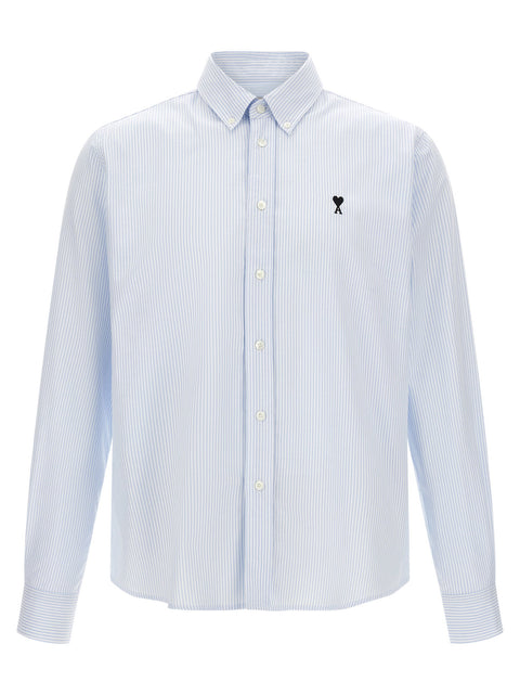 Ami Paris Ami De Coeur Blue Stripes Shirt