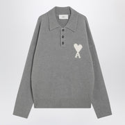 Ami Paris Ami De Coeur grey polo sweater