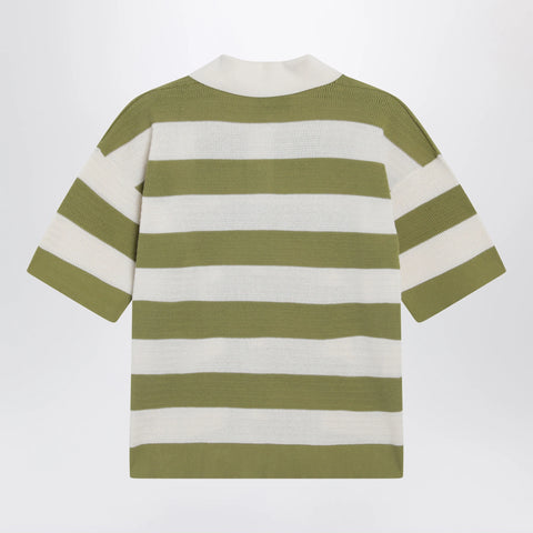 Ami Paris Ami de Coeur striped cotton knit polo shirt