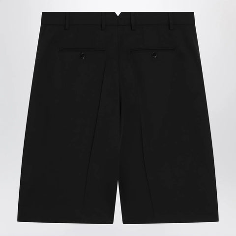 Ami Paris Black pleated bermuda shorts in cotton