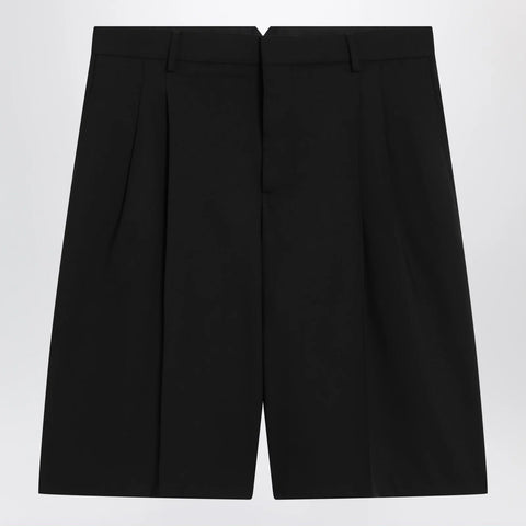 Ami Paris Black pleated bermuda shorts in cotton
