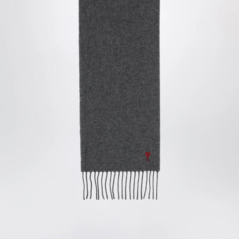 Ami Paris Dark grey Ami De Coeur wool scarf
