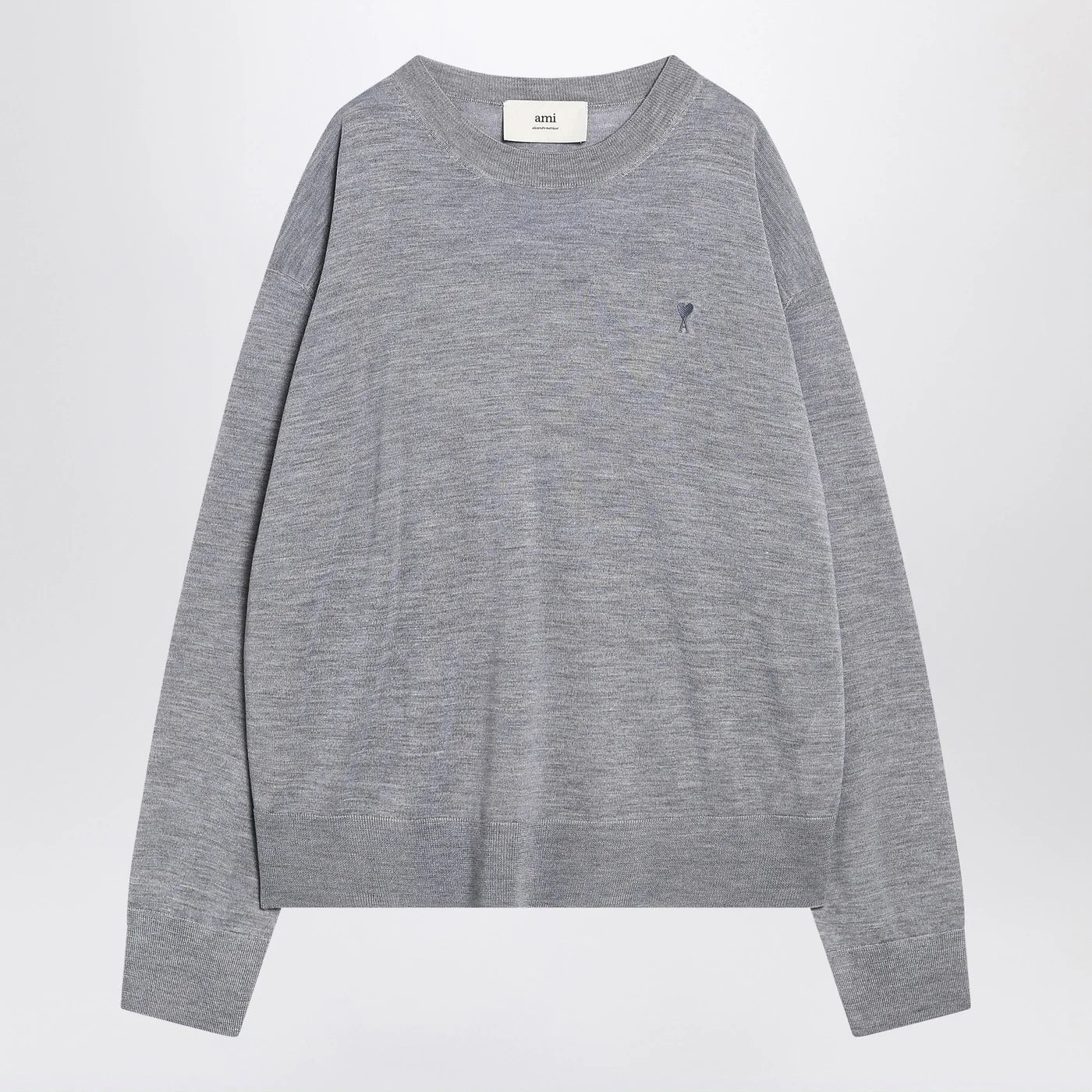 Ami Paris Gray Ami De Coeur sweater in wool and silk
