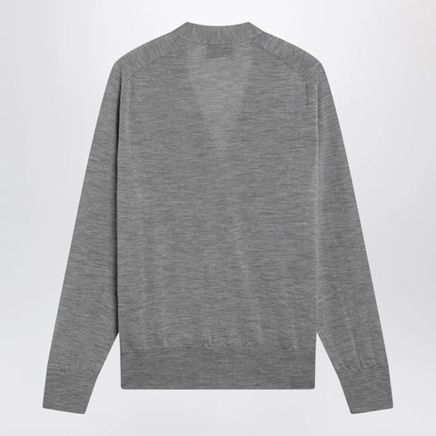 Ami Paris Grey Ami De Coeur cardigan in wool