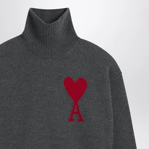 Ami Paris Grey turtleneck sweater Ami De Coeur