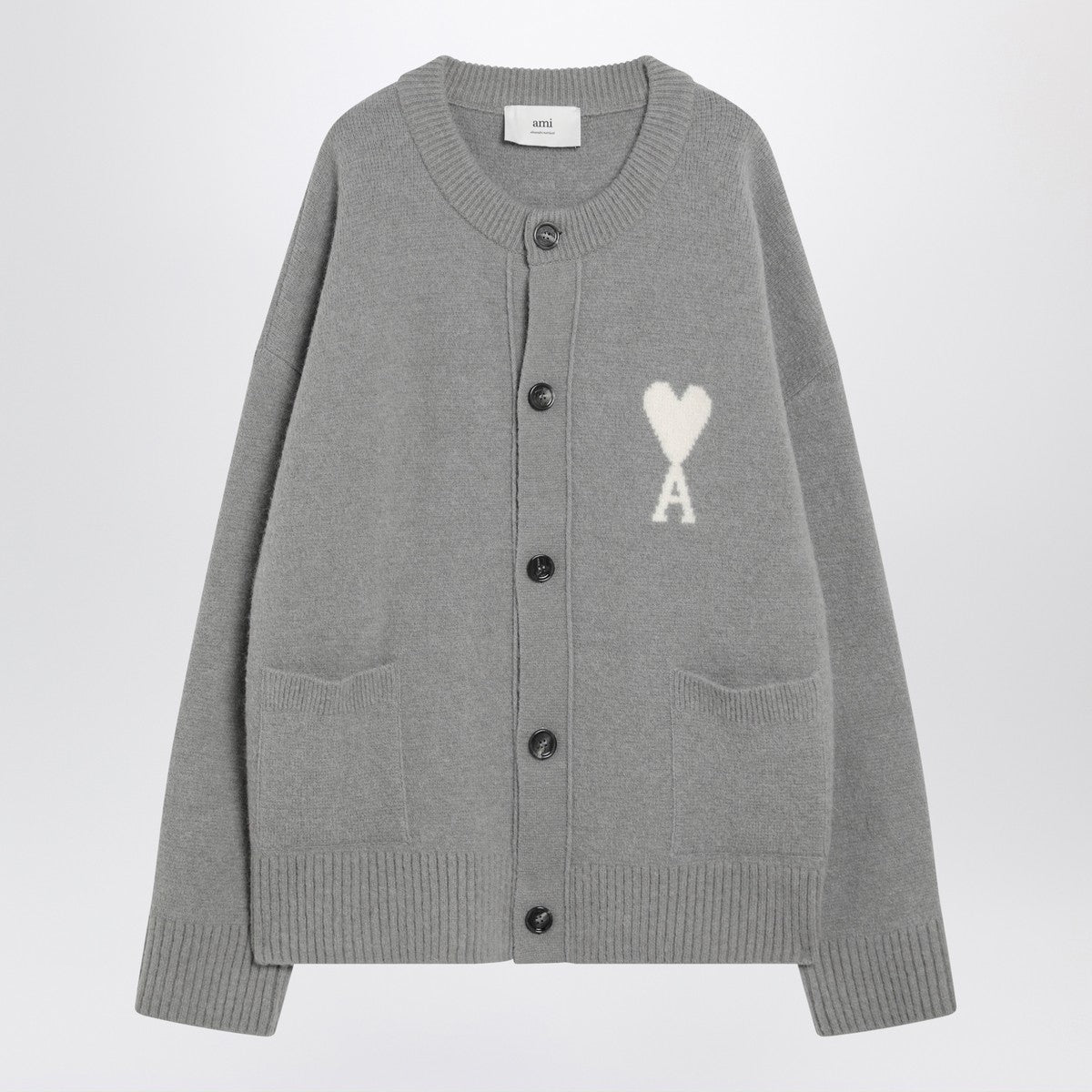 Ami Paris Grey wool cardigan Ami De Coeur