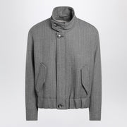 Ami Paris Grey/ivory bomber jacket in wool blend