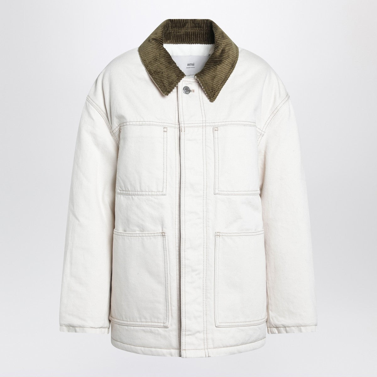 Ami Paris Ivory padded worker cotton jacket