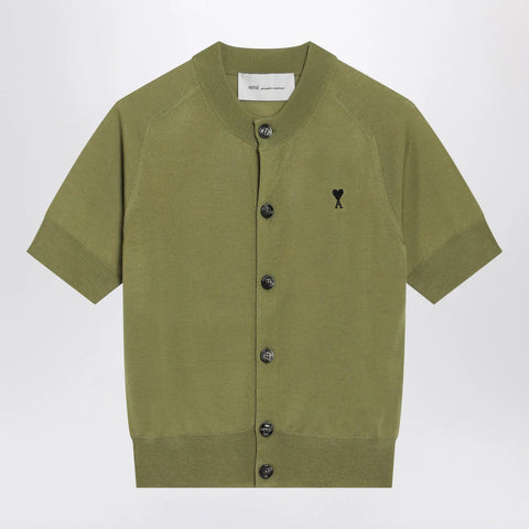 Ami Paris Matcha green Ami De Coeur wool cardigan