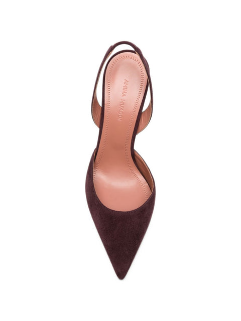Amina Muaddi Holli suede leather slingback pumps