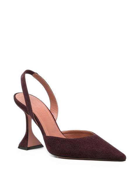 Amina Muaddi Holli suede leather slingback pumps