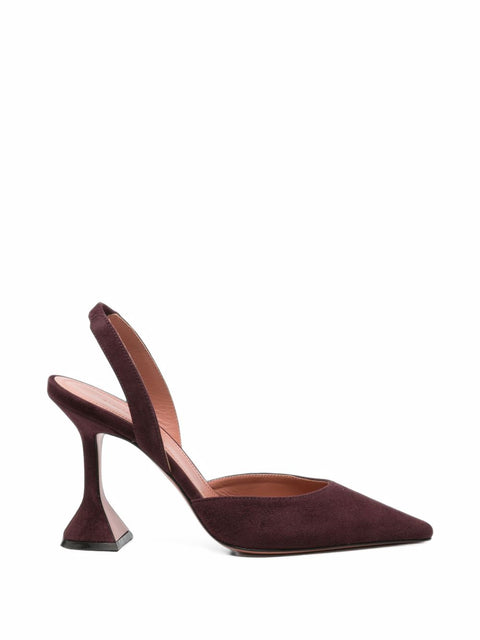 Amina Muaddi Holli suede leather slingback pumps