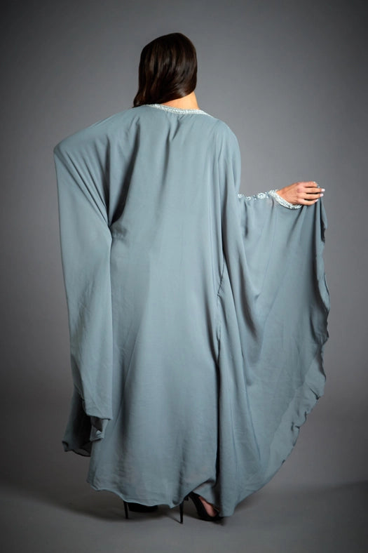 Amira Embellished Grey Kaftan Maxi Dress-Dress-Jywal London®-One Free Size-Urbanheer