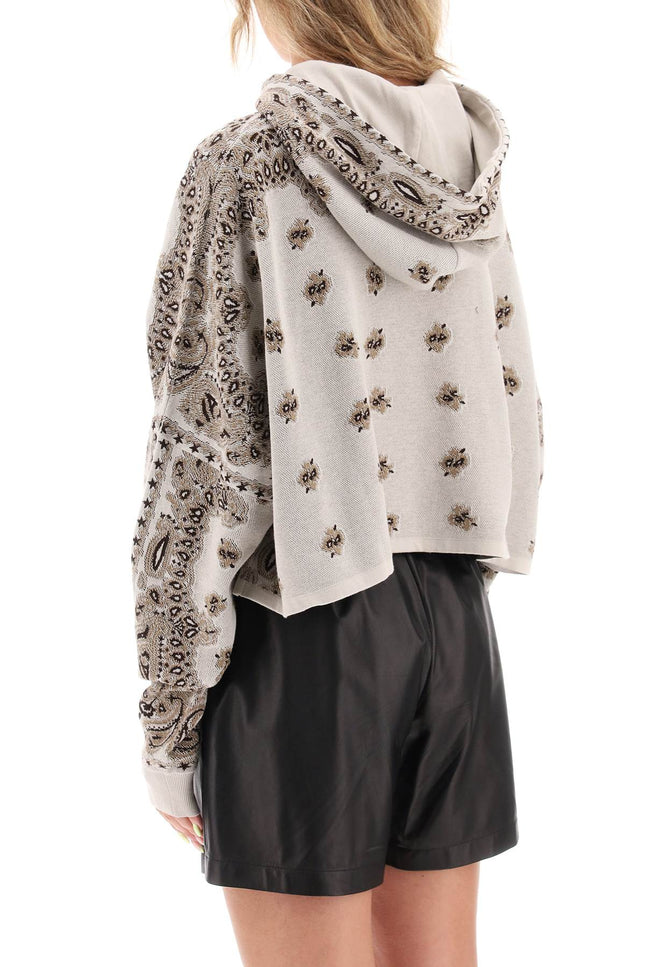 Amiri knitted cropped hoodie with bandana motif-women > clothing > tops > sweatshirts-Amiri-m-Beige-Urbanheer