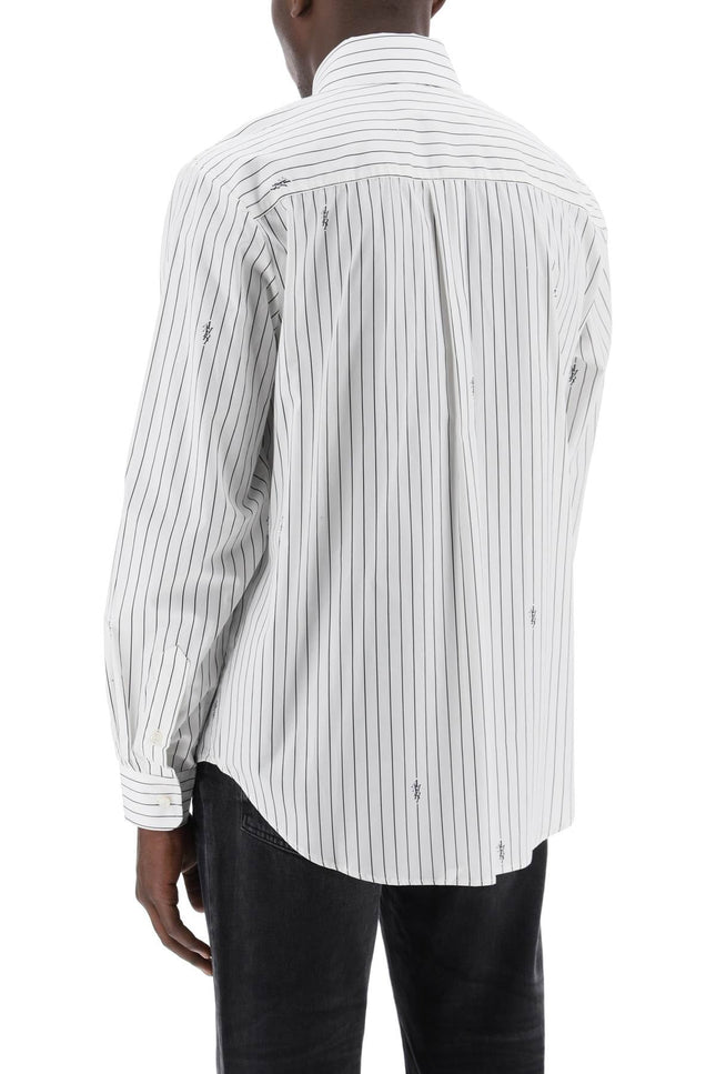 Amiri striped shirt with staggered logo-men > clothing > shirts-Amiri-Urbanheer