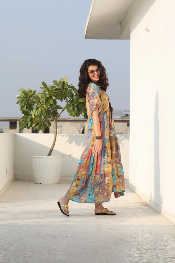 Amisha Short Sleeve Maxi Chai-Dress-Naudic-XS-Multi-Urbanheer