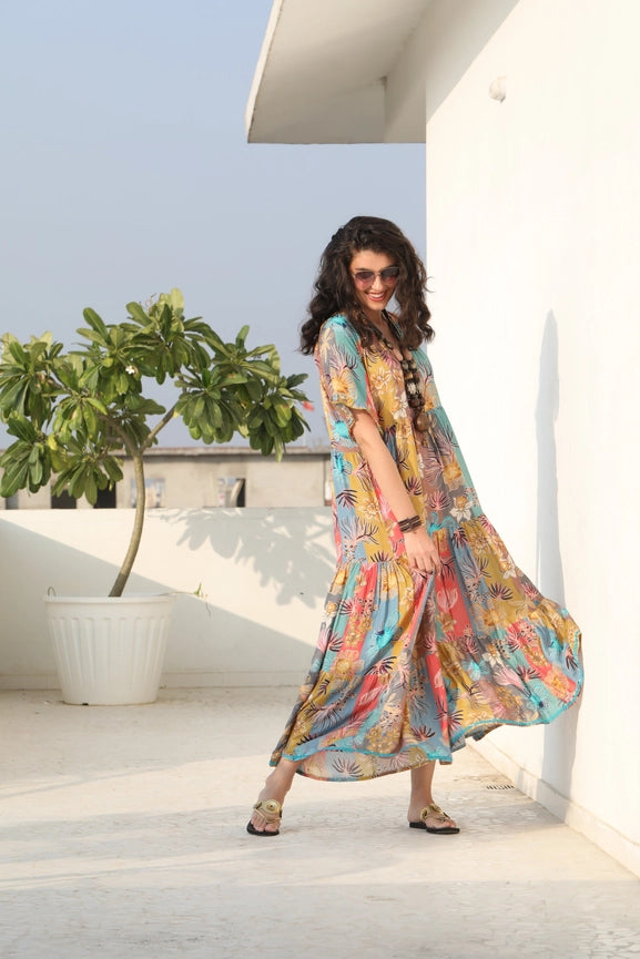 Amisha Short Sleeve Maxi Chai-Dress-Naudic-XS-Multi-Urbanheer