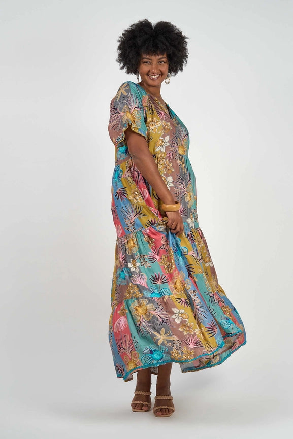 Amisha Short Sleeve Maxi Chai-Dress-Naudic-XS-Multi-Urbanheer