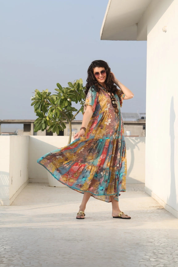 Amisha Short Sleeve Maxi Chai-Dress-Naudic-XS-Multi-Urbanheer