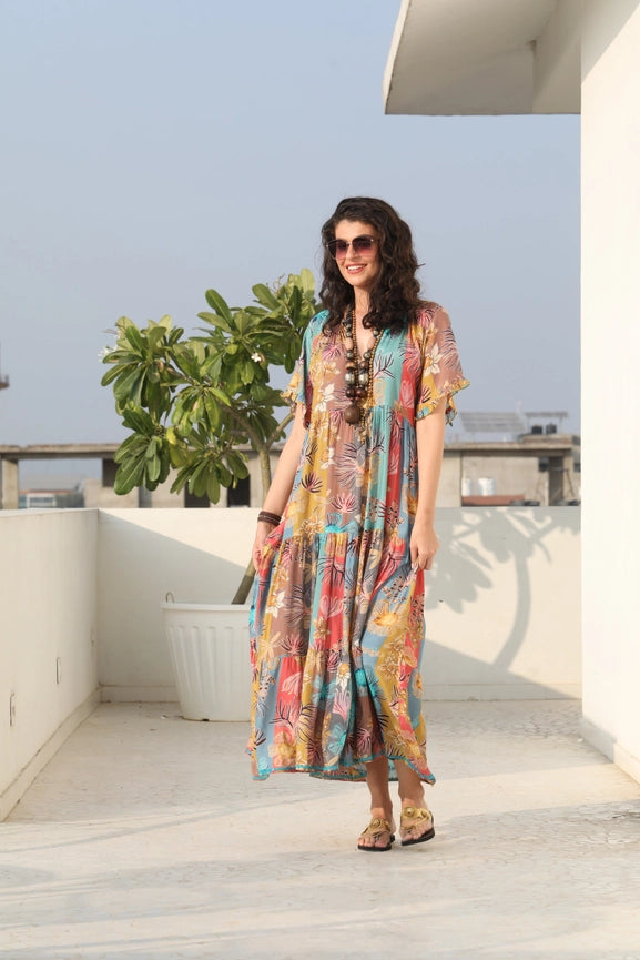 Amisha Short Sleeve Maxi Chai-Dress-Naudic-XS-Multi-Urbanheer