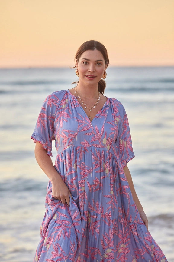 Amisha Short Sleeve Maxi Sakura-Dress-Naudic-XS-Lavender-Urbanheer