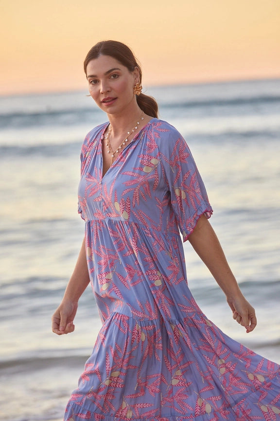 Amisha Short Sleeve Maxi Sakura-Dress-Naudic-XS-Lavender-Urbanheer