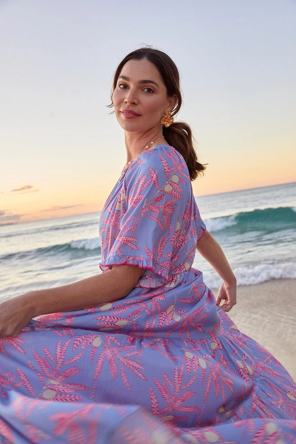 Amisha Short Sleeve Maxi Sakura-Dress-Naudic-XS-Lavender-Urbanheer