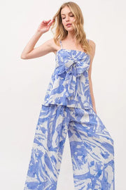 And The Why Smocked Tied Babydoll Abstract Print Top-Trendsi-BLUE-S-Urbanheer