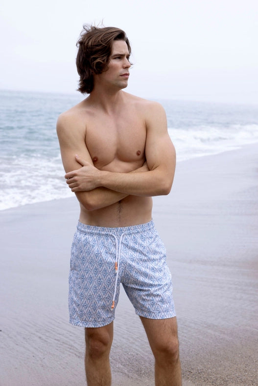 Andros Bottom Men'S Swim Short-Short-Cousin The Label (Krewe du Q)-S-Blue Daisy-Urbanheer