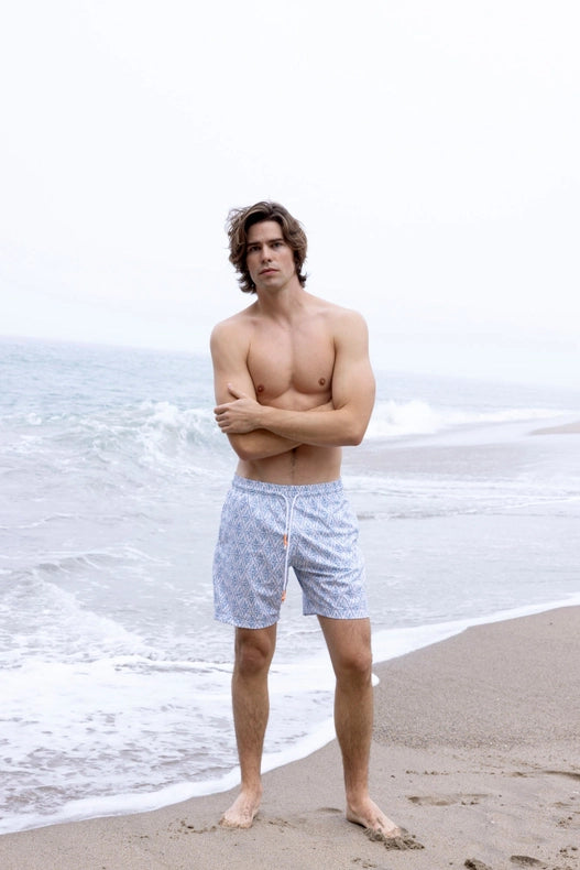 Andros Bottom Men'S Swim Short-Short-Cousin The Label (Krewe du Q)-S-Blue Daisy-Urbanheer