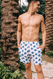 Andros Palm Men'S Swim Short-Short-Cousin The Label (Krewe du Q)-S-Navy Fan Palm-Urbanheer