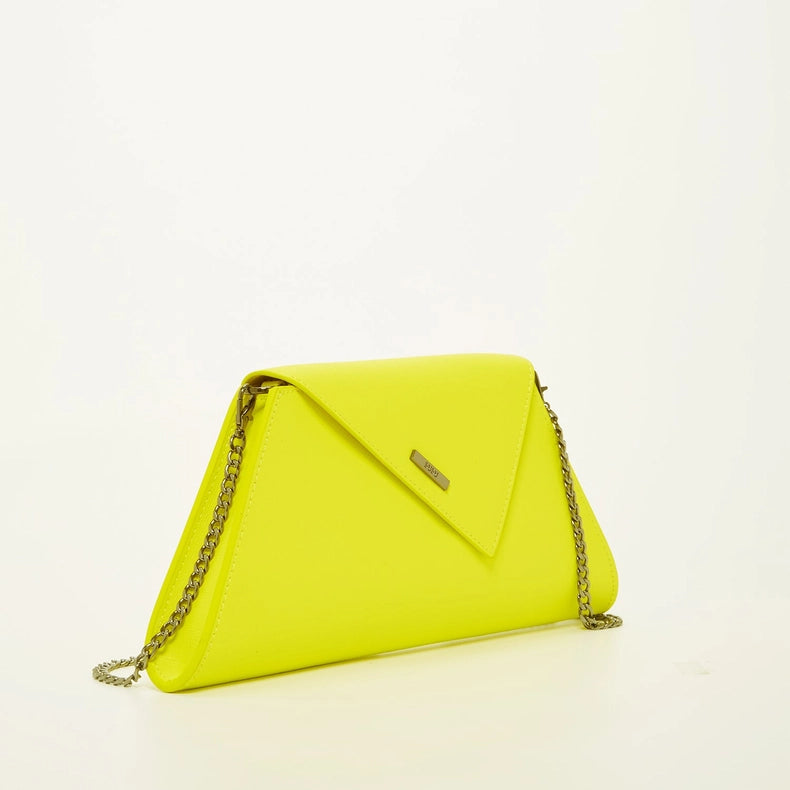 Angelica Electric Yellow Leather Clutch Purse-Bag-SUSU-WIDTH: 7.5″-12.5" HEIGHT: 5.5″ DEPTH: 1.5″-Urbanheer