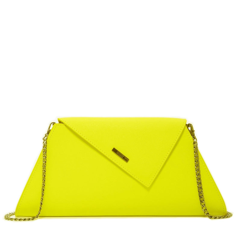 Angelica Electric Yellow Leather Clutch Purse-Bag-SUSU-WIDTH: 7.5″-12.5" HEIGHT: 5.5″ DEPTH: 1.5″-Urbanheer