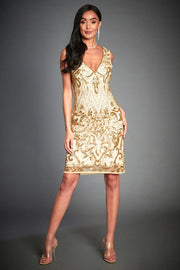 Angie Gold Flapper Party Dress-Dress-Jywal London®-S-Urbanheer