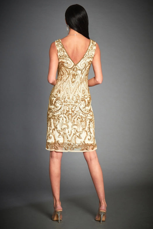 Angie Gold Flapper Party Dress-Dress-Jywal London®-S-Urbanheer