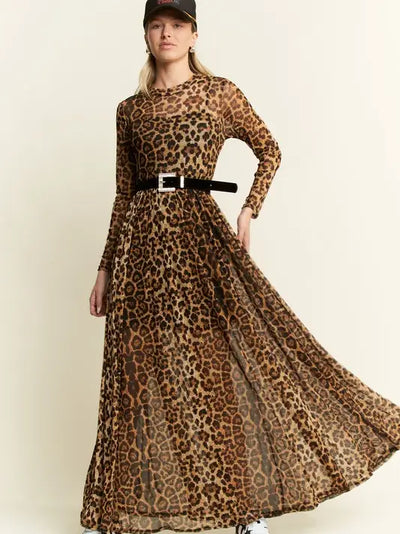 Animal Print Mesh Mock Dress