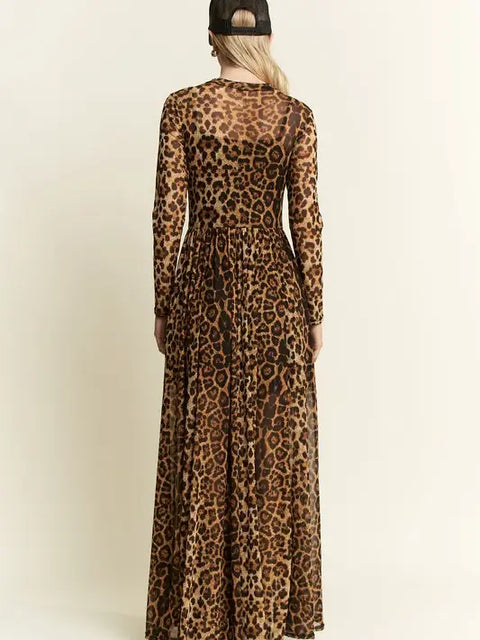 Animal Print Mesh Mock-Dress-JADE BY JANE-S-MOCHA BROWN-Urbanheer