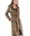 Animal Print Vegan Leather Belted Coat