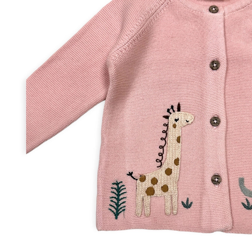 Animal Safari Embroidered Baby Cardigan Sweater (Organic)-Cardigan-Viverano Organics-0-3M-Natural-Urbanheer