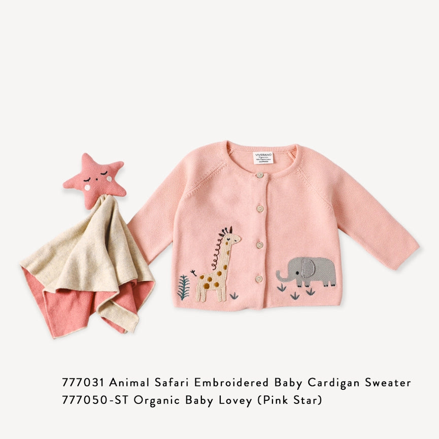 Animal Safari Embroidered Baby Cardigan Sweater (Organic)-Cardigan-Viverano Organics-0-3M-Natural-Urbanheer
