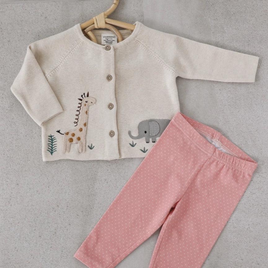 Animal Safari Embroidered Baby Cardigan Sweater (Organic)-Cardigan-Viverano Organics-0-3M-Natural-Urbanheer