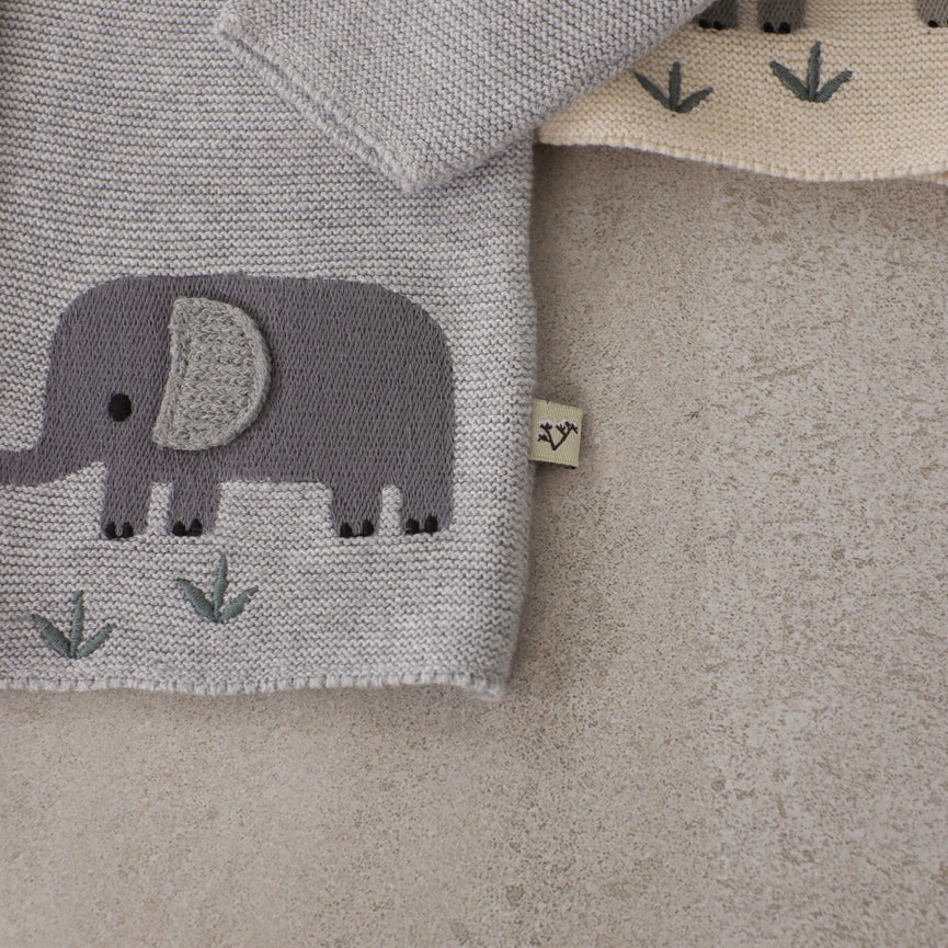 Animal Safari Embroidered Baby Cardigan Sweater (Organic)-Cardigan-Viverano Organics-0-3M-Natural-Urbanheer