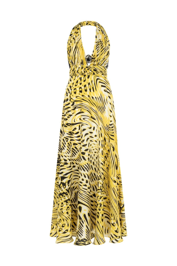 Ankle Length Dress with Accessory Detail-Dress-NOCTURNE-XS-Multi-Colored-Urbanheer