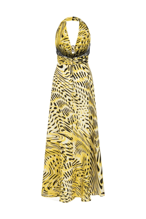 Ankle Length Dress with Accessory Detail-Dress-NOCTURNE-XS-Multi-Colored-Urbanheer