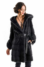 Anthracite Elegant Genuine Mink Fur Hooded Coat-Fur Coats-Buy Me Fur Ltd-Anthracite-S-Genuine Mink Fur-Urbanheer