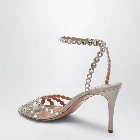 Aquazzura Tequila crystal-embellished suede sandals