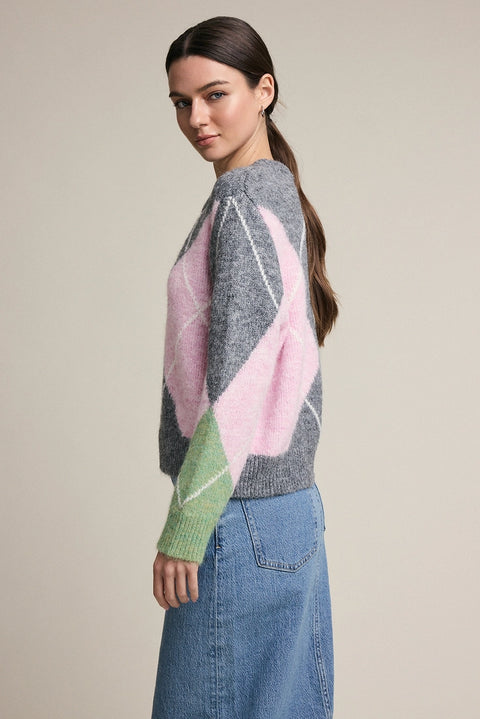 Argyle Pattern Knit Sweater