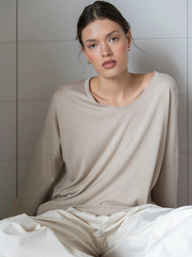 Aria Thin Sweater-Sweater-Bel Cashmere S.C.-S-Sand-Urbanheer