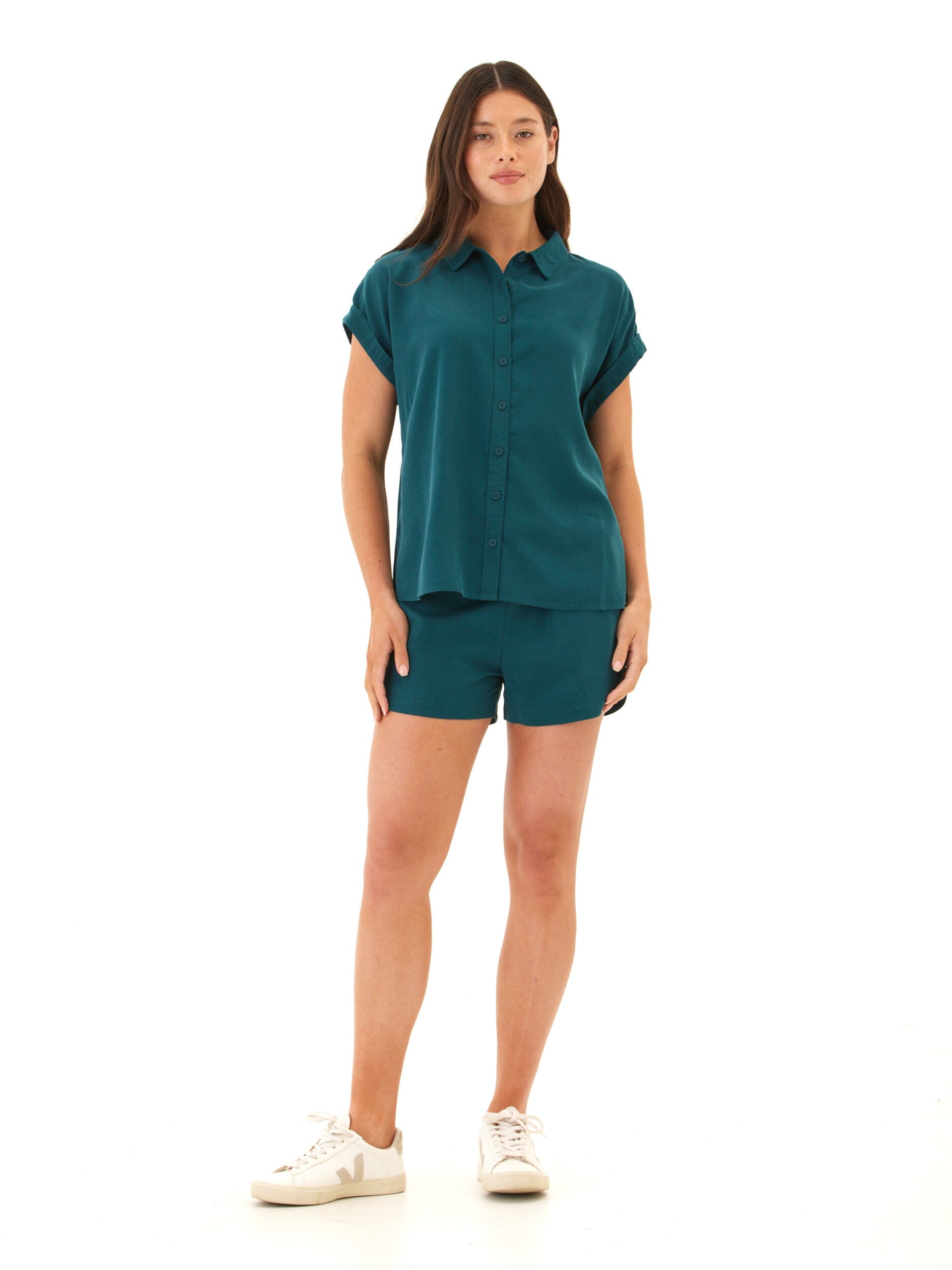 Arianna Breezy Linen Short Sleeve Button-Up