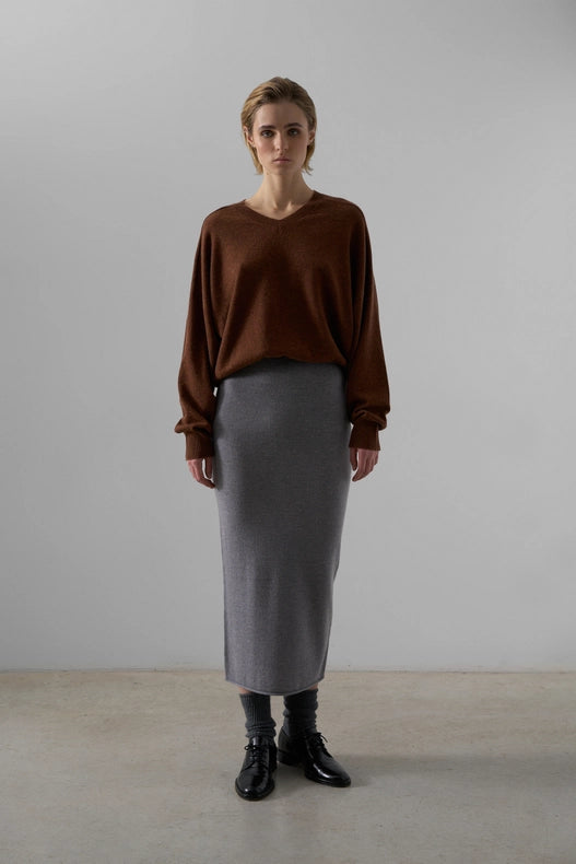 Arielle Cashmere Blend Tube Knitted Skirt (Plain)-Skirts-Leap Concept-XS-Gray-Urbanheer